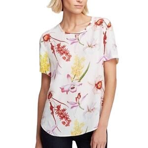 Equipment | Small | Riley Endangered Floral Print 100% Silk Tee T-Shirt